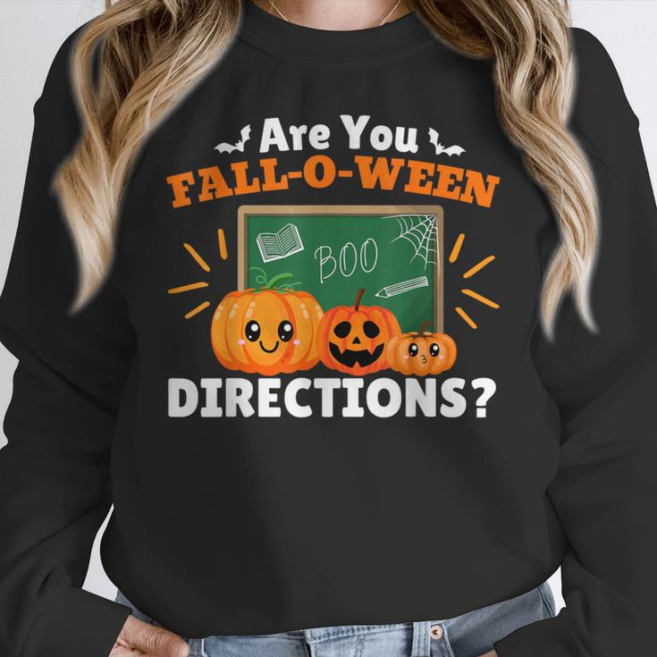 Are You Fall O Ween Directions Halloween Teacher Retro Women Crewneck Sweatshirt, funny design Are You Fall O Ween Directions Halloween Teacher Retro Women Crewneck Sweatshirt, funny design