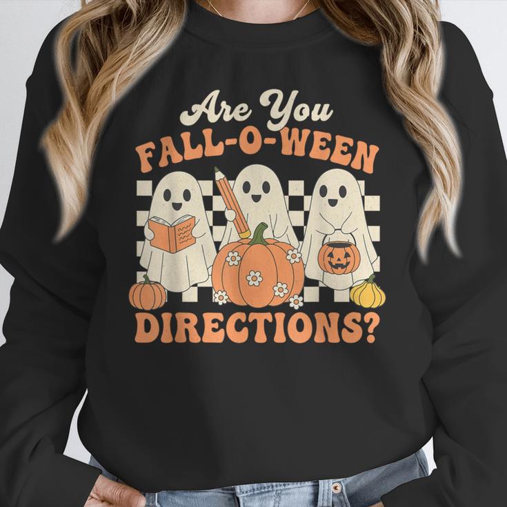 Are You Fall O Ween Directions Halloween Teacher Women Crewneck Sweatshirt, funny design Are You Fall O Ween Directions Halloween Teacher Women Crewneck Sweatshirt, funny design