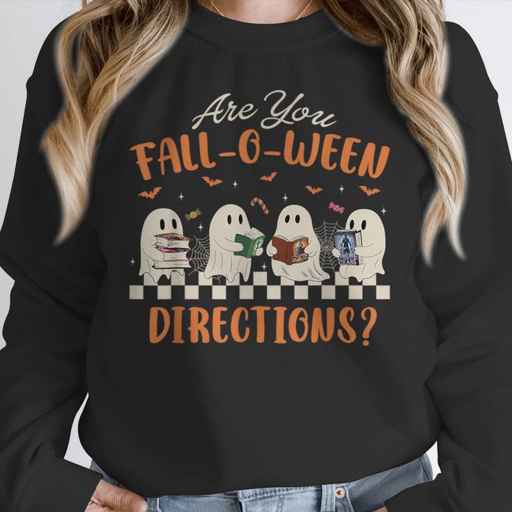Are You Fall-O-Ween Directions Halloween TeacherGhost Book Women Crewneck Sweatshirt, funny design Are You Fall-O-Ween Directions Halloween TeacherGhost Book Women Crewneck Sweatshirt, funny design