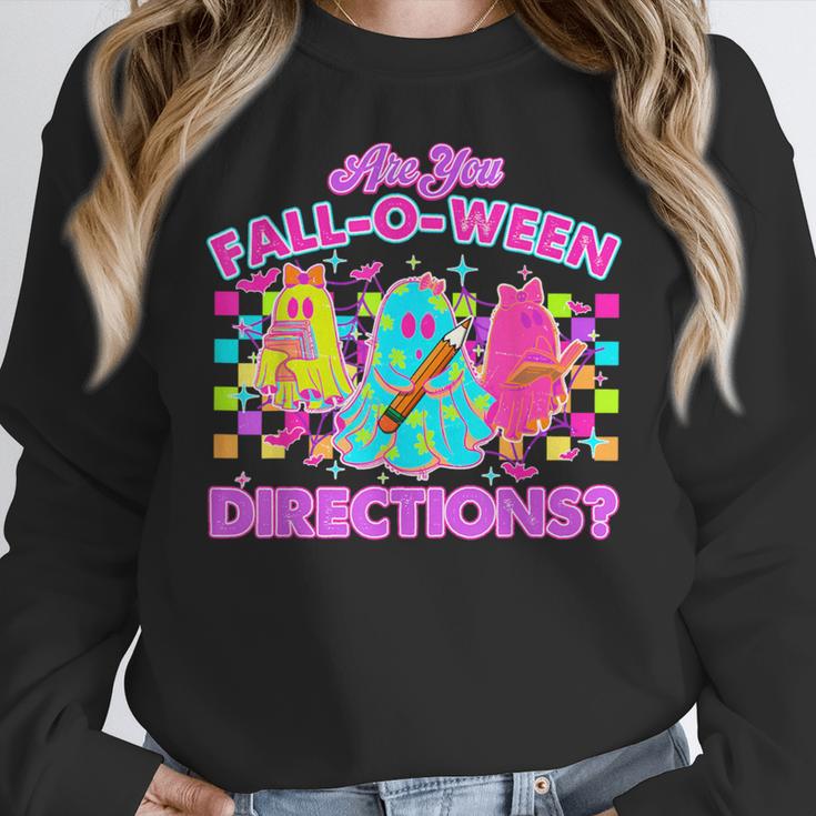 Are You Fall-O-Ween Directions Teacher Ghost Halloween Women Crewneck Sweatshirt, funny design Are You Fall-O-Ween Directions Teacher Ghost Halloween Women Crewneck Sweatshirt, funny design