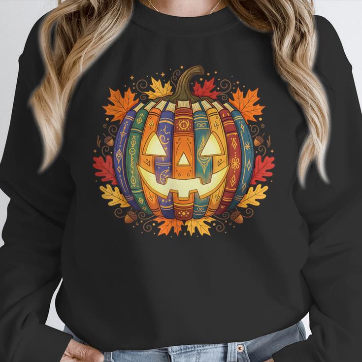 Fall Pumpkin Book Lover Spooky Librarian Teacher Halloween Women Crewneck Sweatshirt, funny design Fall Pumpkin Book Lover Spooky Librarian Teacher Halloween Women Crewneck Sweatshirt, funny design