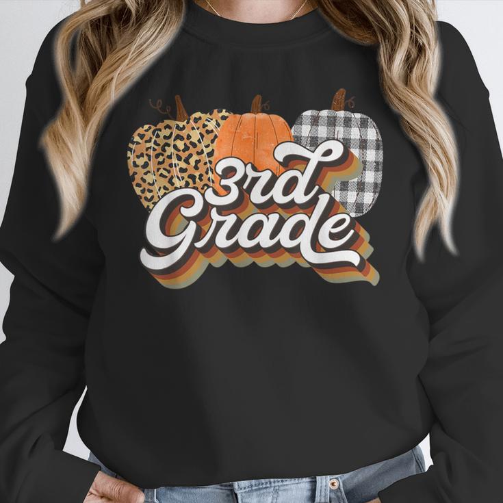 Fall Teacher Shirt 3rd Grade Teacher Retro Halloween Pumpkin Women Crewneck Sweatshirt, funny design Fall Teacher Shirt 3rd Grade Teacher Retro Halloween Pumpkin Women Crewneck Sweatshirt, funny design