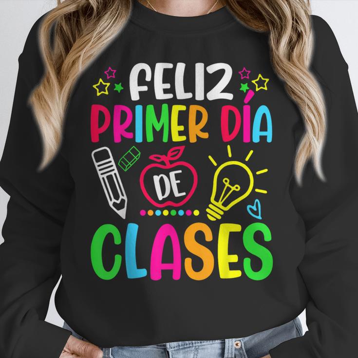 Feliz Primer Dia De Clases Kids Girl Teacher Spanish School Women Crewneck Sweatshirt, funny design Feliz Primer Dia De Clases Kids Girl Teacher Spanish School Women Crewneck Sweatshirt, funny design