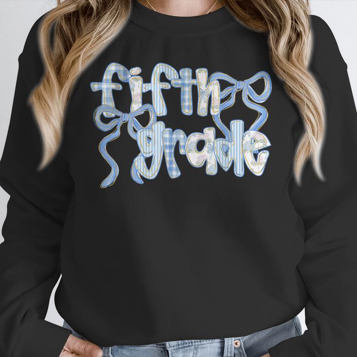 Fifth Grade Team Coquette Bow 5th Grade Teacher Girl Kid Women Crewneck Sweatshirt, funny design
