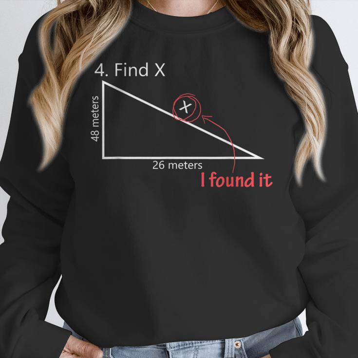 Find X Math Teacher Graphic Sarcastic Novelty Dad Joke Women Crewneck Sweatshirt, funny design