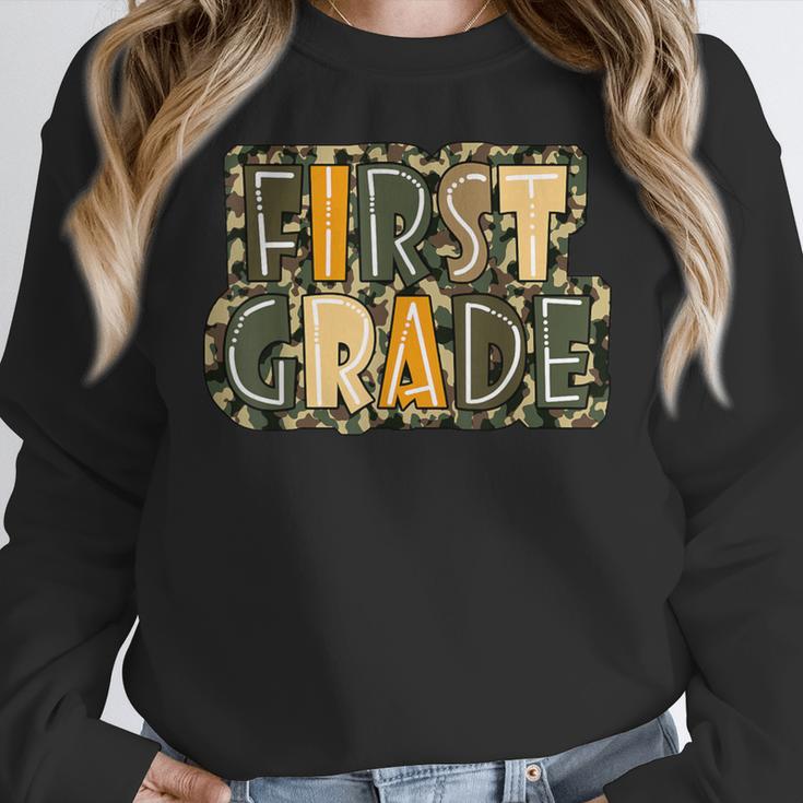 First 1St Grade Camo Camouflage Boy Teacher Back To School Women Crewneck Sweatshirt, First Grade Teacher Gifts, funny design First 1St Grade Camo Camouflage Boy Teacher Back To School Women Crewneck Sweatshirt, First Grade Teacher Gifts, funny design