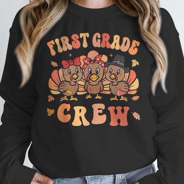 First Grade Crew Thanksgiving Fall Teacher 1st Grade Team Women Crewneck Sweatshirt, First Grade Teacher Gifts, funny design First Grade Crew Thanksgiving Fall Teacher 1st Grade Team Women Crewneck Sweatshirt, First Grade Teacher Gifts, funny design