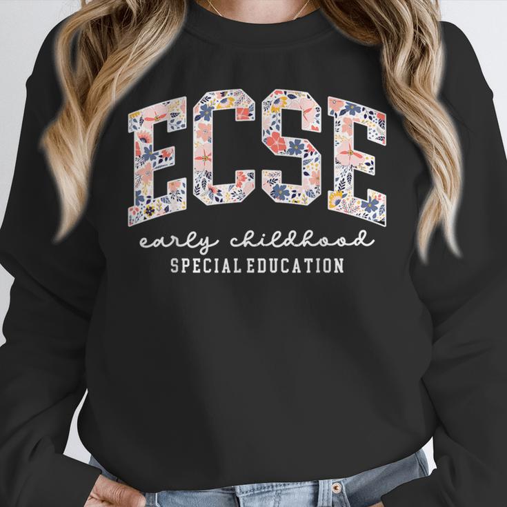 Floral ECSE Early Childhood Special Education SPED Teacher Women Crewneck Sweatshirt, funny design Floral ECSE Early Childhood Special Education SPED Teacher Women Crewneck Sweatshirt, funny design