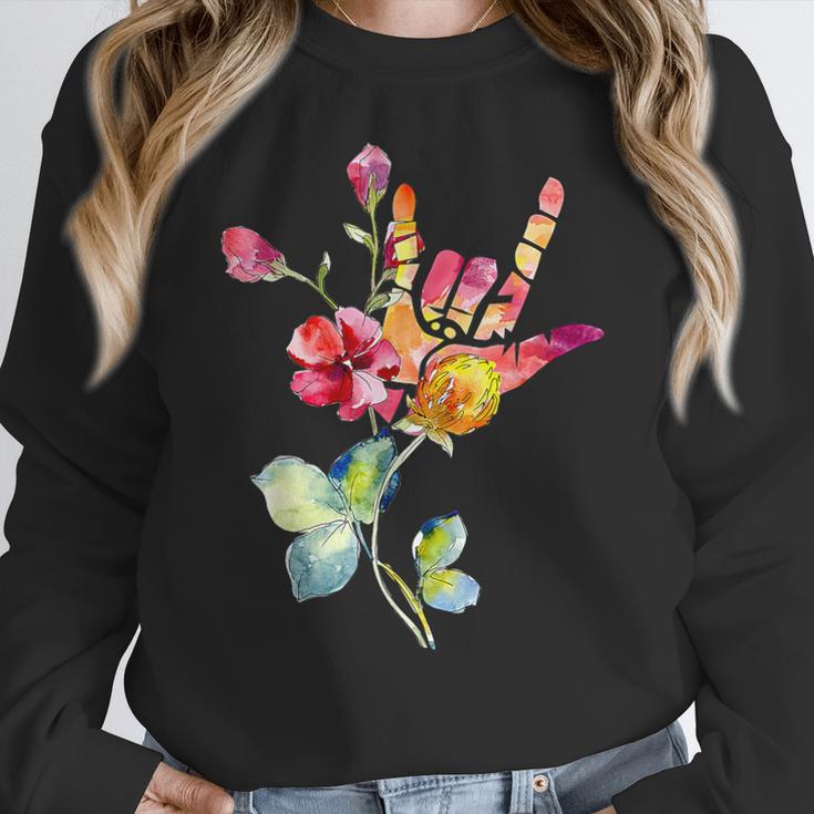 Flower American Sign Language ASL Teacher Teaching Deaf Women Crewneck Sweatshirt, funny design Flower American Sign Language ASL Teacher Teaching Deaf Women Crewneck Sweatshirt, funny design