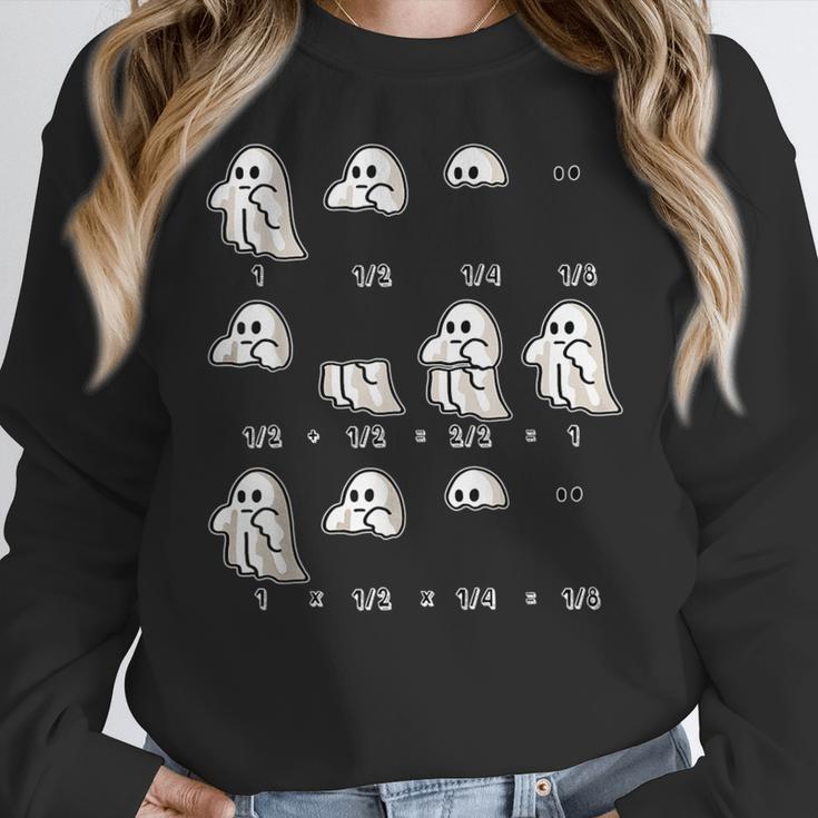 Fractions Math Teacher Ghost Math Halloween Humorous Women Crewneck Sweatshirt, funny design Fractions Math Teacher Ghost Math Halloween Humorous Women Crewneck Sweatshirt, funny design