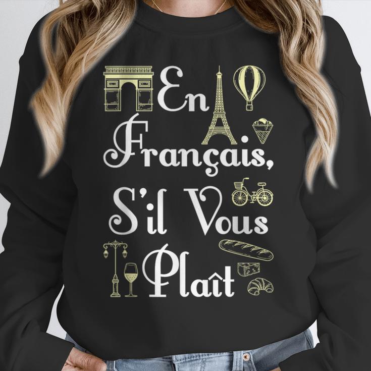 French Teacher En Francais S'Il Vous Plait End Of Year Women Crewneck Sweatshirt, funny design French Teacher En Francais S'Il Vous Plait End Of Year Women Crewneck Sweatshirt, funny design