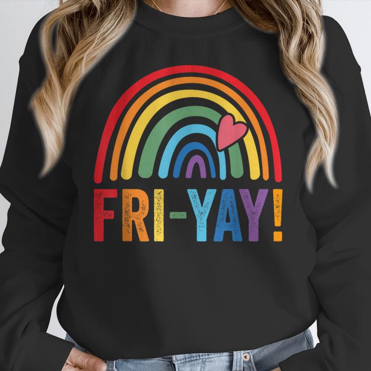 Fri-Yay Friyay Rainbow Colors Teacher Childrens Fun Designs Women Crewneck Sweatshirt, funny design Fri-Yay Friyay Rainbow Colors Teacher Childrens Fun Designs Women Crewneck Sweatshirt, funny design