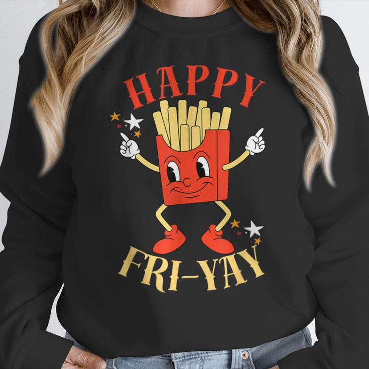 Fun Teacher Happy Fri Yay French Fries Friday Lovers Women Crewneck Sweatshirt, funny design