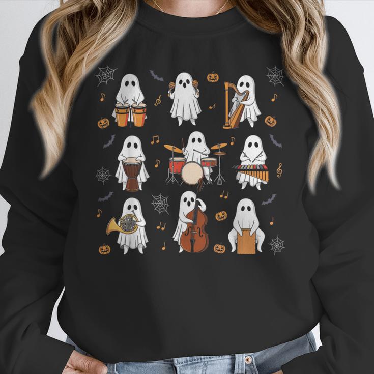 Ghost Music Teacher Halloween Musician Costume Women Crewneck Sweatshirt, funny design Ghost Music Teacher Halloween Musician Costume Women Crewneck Sweatshirt, funny design