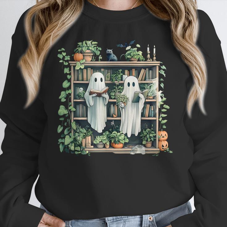 Ghost Plant Library Halloween Reading Books Teacher Vintage Women Crewneck Sweatshirt, funny design Ghost Plant Library Halloween Reading Books Teacher Vintage Women Crewneck Sweatshirt, funny design