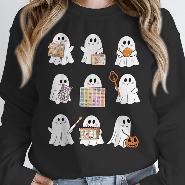 Ghost Speech Therapy Teacher Spooky Season Halloween Women Crewneck Sweatshirt, funny design Ghost Speech Therapy Teacher Spooky Season Halloween Women Crewneck Sweatshirt, funny design
