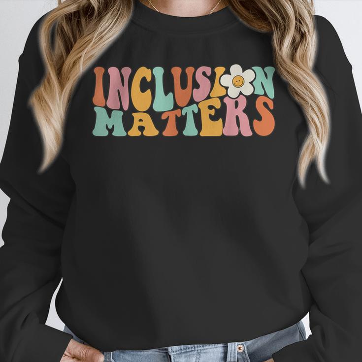 Gnoovy Vintage Inclusion Matters Special Education Teacher Women Crewneck Sweatshirt, funny design