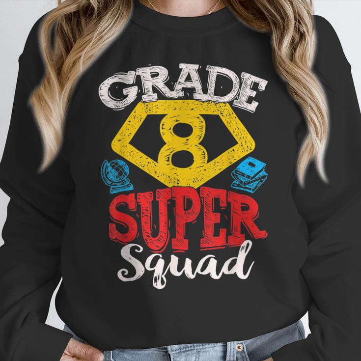 Grade 8 Super Squad Superhero Teacher Team Women Crewneck Sweatshirt, Super Teacher Gifts, funny design