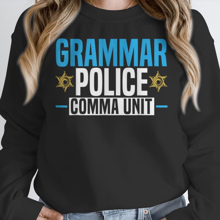 Grammar Police Comma Unit English Teacher Grammar Teacher For Men Women Women Crewneck Sweatshirt, English Teacher Gifts, funny design