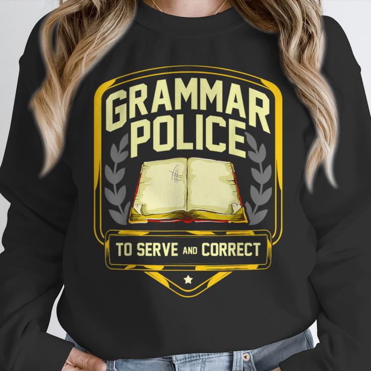 Grammar Police To Serve And Correct English Teacher Women Crewneck Sweatshirt, English Teacher Gifts, funny design Grammar Police To Serve And Correct English Teacher Women Crewneck Sweatshirt, English Teacher Gifts, funny design