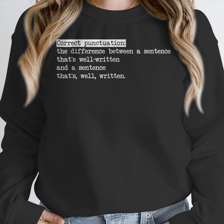 Grammar Teacher And Punny Punctuation Women Crewneck Sweatshirt, funny design Grammar Teacher And Punny Punctuation Women Crewneck Sweatshirt, funny design