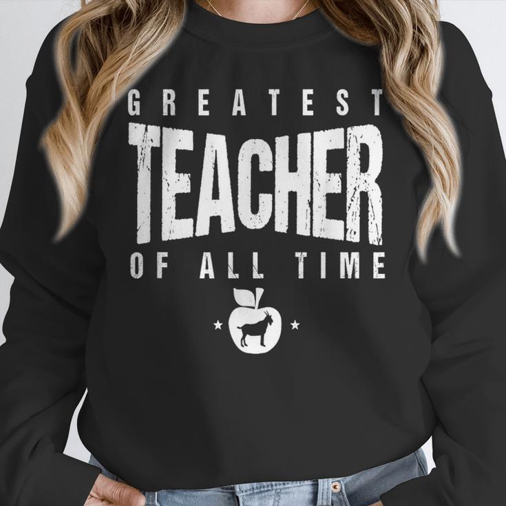 Greatest Teacher Of All Time Teachers Day 1 Teacher Goat Women Crewneck Sweatshirt, funny design Greatest Teacher Of All Time Teachers Day 1 Teacher Goat Women Crewneck Sweatshirt, funny design