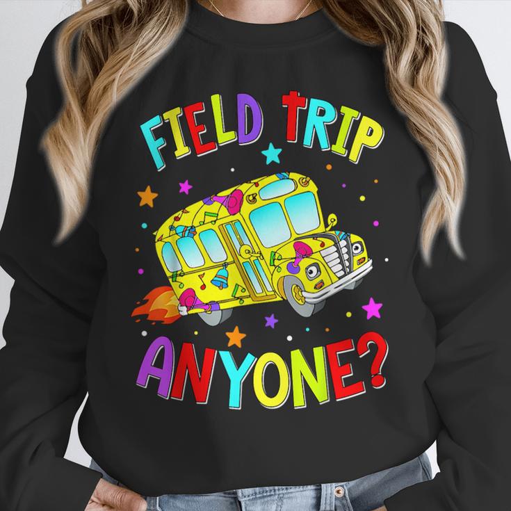 Groovy Field Trip Anyone Happy Field Day For Teachers Kids Women Crewneck Sweatshirt, funny design Groovy Field Trip Anyone Happy Field Day For Teachers Kids Women Crewneck Sweatshirt, funny design