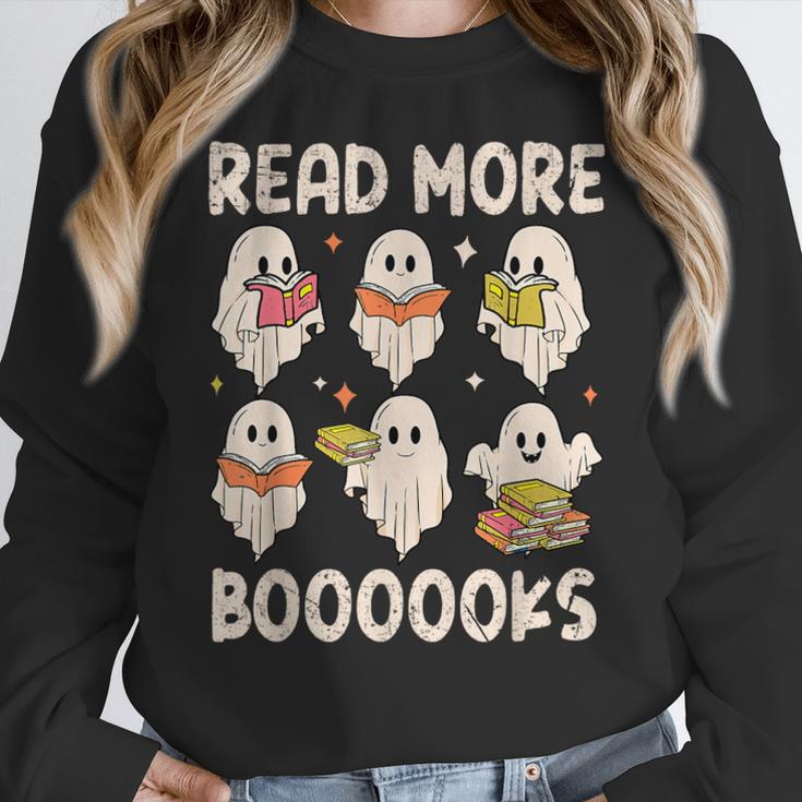 Groovy Halloween Ghost Read More Boooooks Librarian Teacher For Men Women Kids Women Crewneck Sweatshirt, Groovy Teacher Gifts, funny design Groovy Halloween Ghost Read More Boooooks Librarian Teacher For Men Women Kids Women Crewneck Sweatshirt, Groovy Teacher Gifts, funny design