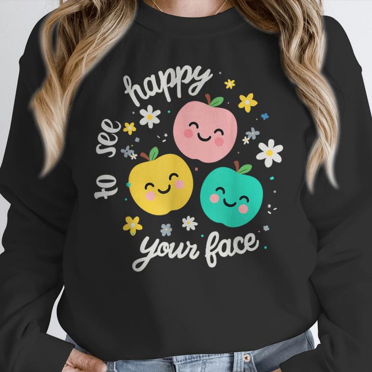Groovy Happy To See Your Face Teacher School Appreciation Women Crewneck Sweatshirt, Groovy Teacher Gifts, funny design Groovy Happy To See Your Face Teacher School Appreciation Women Crewneck Sweatshirt, Groovy Teacher Gifts, funny design