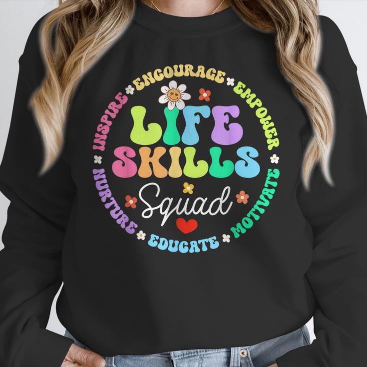 Groovy Life Skills Squad Teacher Special Ed SPED Team Crew Women Crewneck Sweatshirt, Groovy Teacher Gifts, funny design
