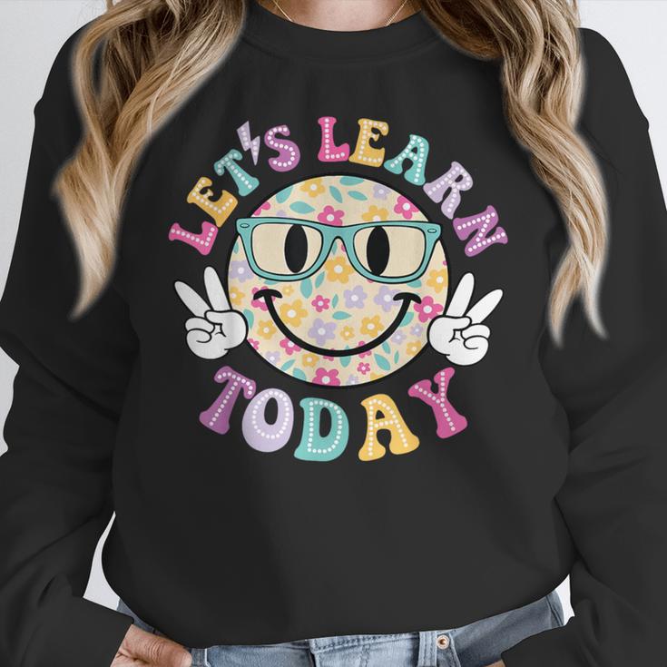 Groovy Retro Lets Learn Today Teacher Student Back To School Women Crewneck Sweatshirt, Groovy Teacher Gifts, funny design Groovy Retro Lets Learn Today Teacher Student Back To School Women Crewneck Sweatshirt, Groovy Teacher Gifts, funny design