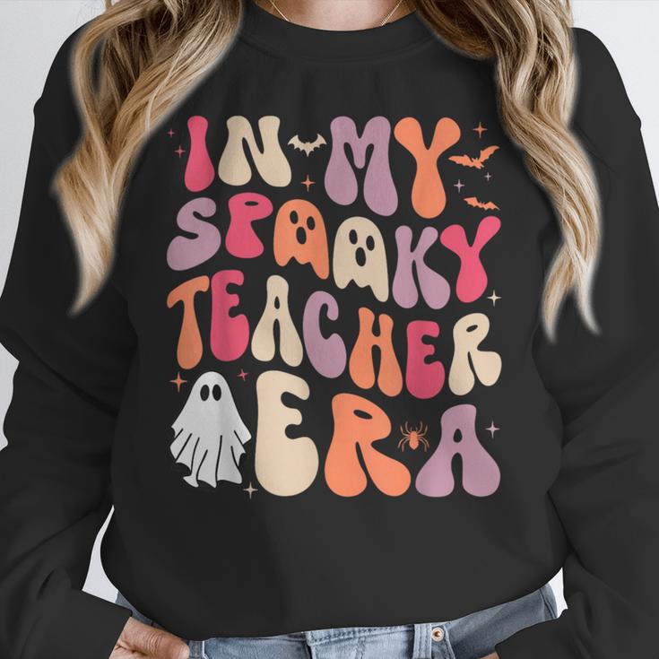 Groovy In My Spooky Teacher Era Halloween Party Boo Women Crewneck Sweatshirt, Groovy Teacher Gifts, funny design