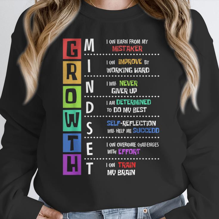 Growth Mindset Positive Motivational Classroom Teacher Learn Women Crewneck Sweatshirt, funny design