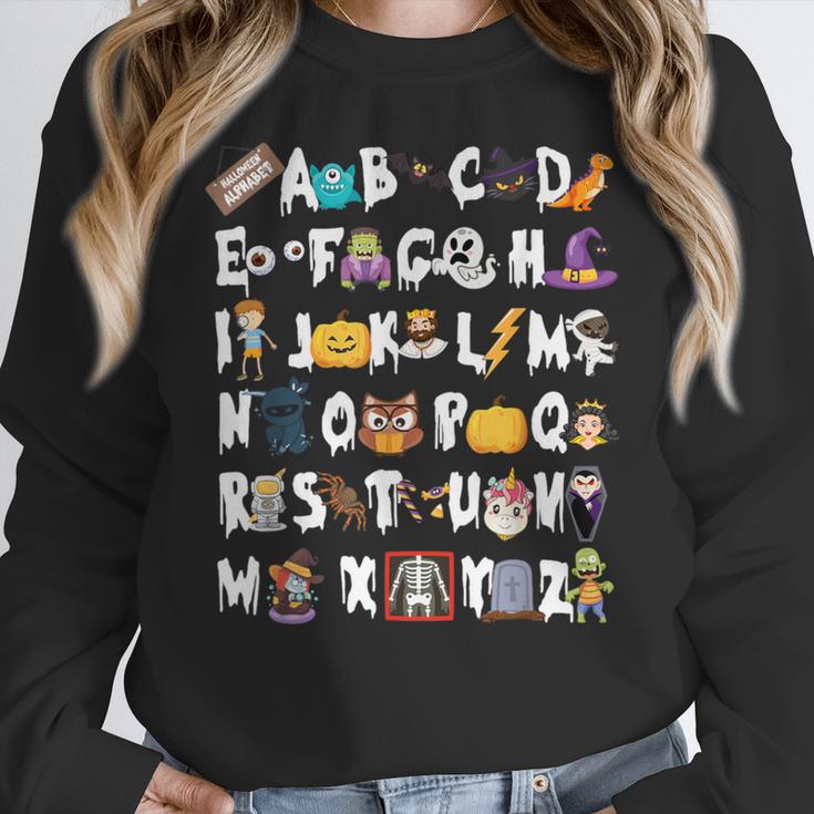 Halloween Alphabet ABCs Learning Kindergarten Teacher Men Women Kids Women Crewneck Sweatshirt, funny design