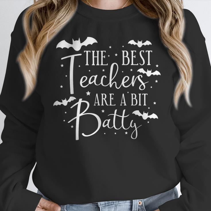Halloween Best Teachers Are A Bit Batty Spooky Bats Women Crewneck Sweatshirt, funny design Halloween Best Teachers Are A Bit Batty Spooky Bats Women Crewneck Sweatshirt, funny design