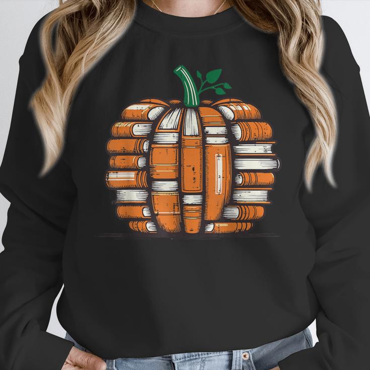 Halloween Books Pumpkin Reading Teacher Fall Men Women Women Crewneck Sweatshirt, funny design Halloween Books Pumpkin Reading Teacher Fall Men Women Women Crewneck Sweatshirt, funny design