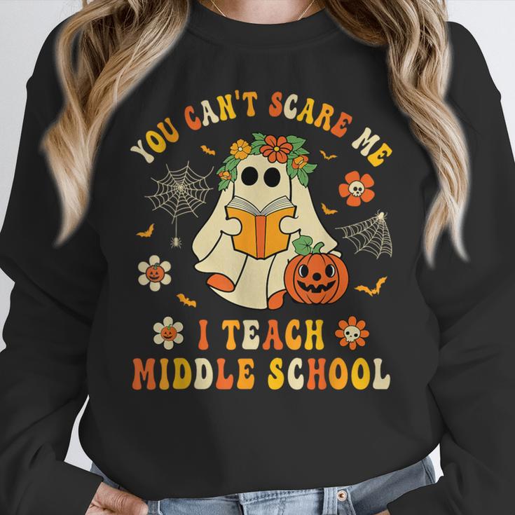Halloween You Can't Scare Me I Teach Middle School Teacher Women Crewneck Sweatshirt, funny design Halloween You Can't Scare Me I Teach Middle School Teacher Women Crewneck Sweatshirt, funny design