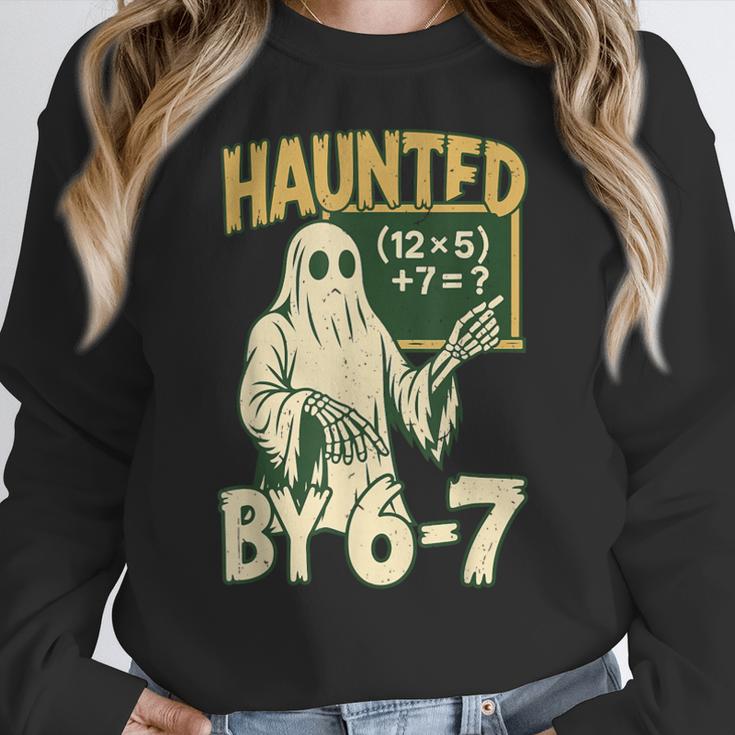 Halloween Costume Haunted By 67 Ghost Math Teacher Professor Women Crewneck Sweatshirt, funny design Halloween Costume Haunted By 67 Ghost Math Teacher Professor Women Crewneck Sweatshirt, funny design