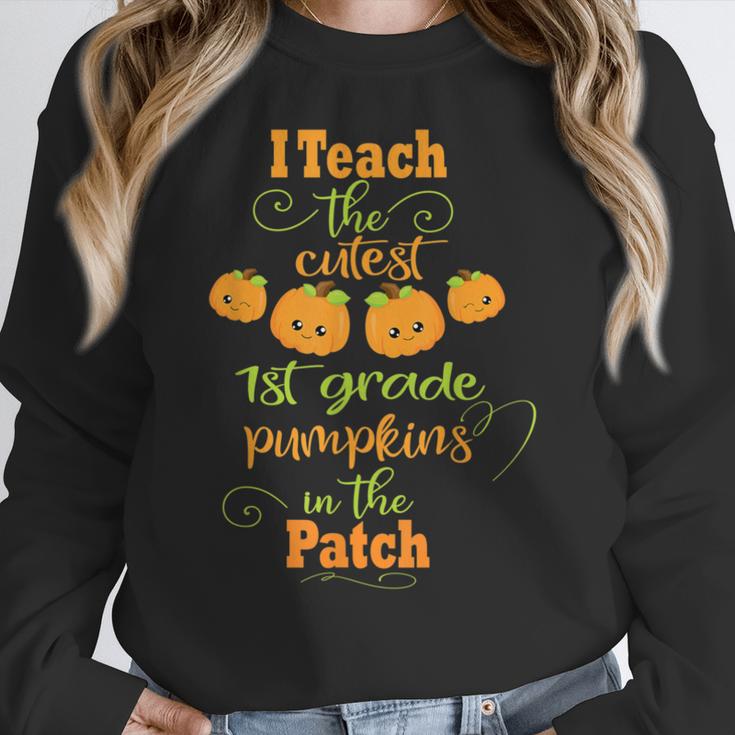 Halloween Cutest Pumpkins First Grade Teacher Women Crewneck Sweatshirt, First Grade Teacher Gifts, funny design Halloween Cutest Pumpkins First Grade Teacher Women Crewneck Sweatshirt, First Grade Teacher Gifts, funny design