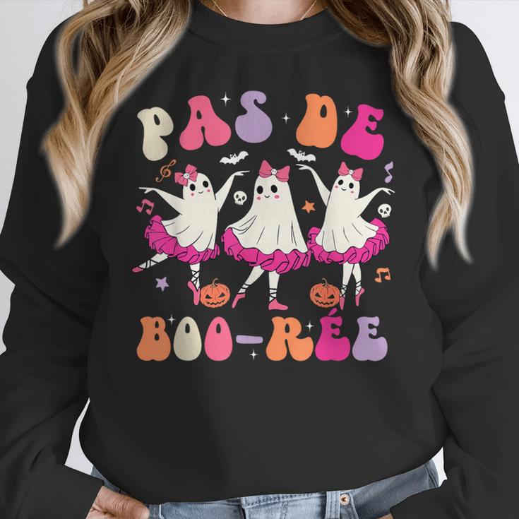 Halloween Dance Teacher Pas De Boo-Ree Ghost Ballet Dancer Women Crewneck Sweatshirt, funny design