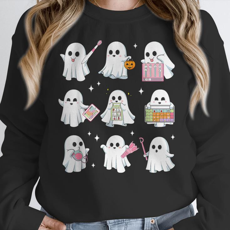 Halloween Ghost Speech Therapy SLP Fall Teacher Tee Women Crewneck Sweatshirt, funny design Halloween Ghost Speech Therapy SLP Fall Teacher Tee Women Crewneck Sweatshirt, funny design