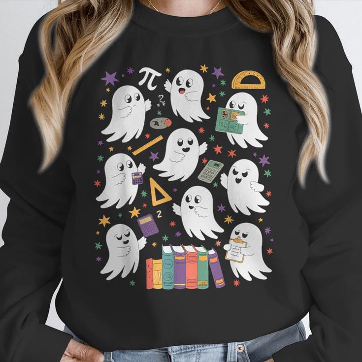 Halloween Math Teacher Ghost Math Teacher Spooky Halloween Women Crewneck Sweatshirt, funny design