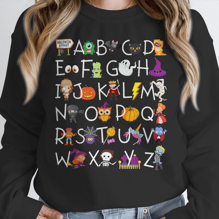 Halloween Nursery Teacher Shirt Halloween Alphabet Women Crewneck Sweatshirt, funny design