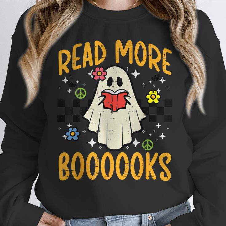 Halloween Read More Books Retro Costume Teacher Women Girls Women Crewneck Sweatshirt, funny design Halloween Read More Books Retro Costume Teacher Women Girls Women Crewneck Sweatshirt, funny design
