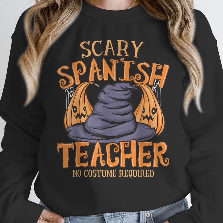 Halloween Scary Spanish Teacher No Costume Required For Men Women Women Crewneck Sweatshirt, funny design