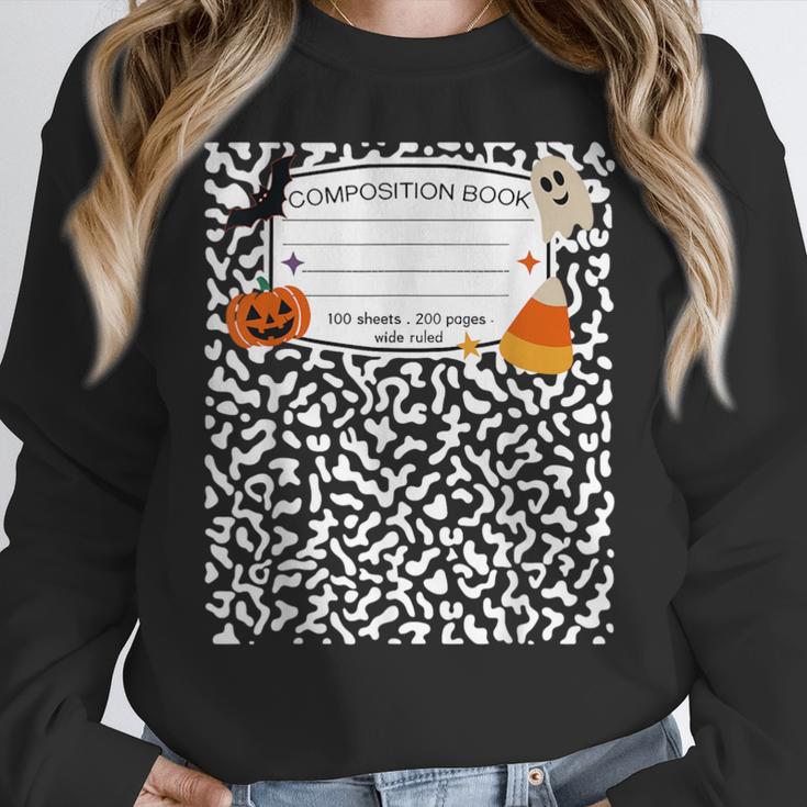 Halloween Teacher Composition Book Notebook Matching Group Women Crewneck Sweatshirt, funny design Halloween Teacher Composition Book Notebook Matching Group Women Crewneck Sweatshirt, funny design
