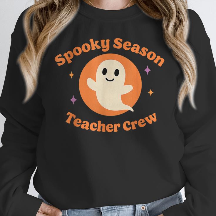 Halloween Teacher Crew Spooky Season Retro Ghost Women Crewneck Sweatshirt, funny design Halloween Teacher Crew Spooky Season Retro Ghost Women Crewneck Sweatshirt, funny design