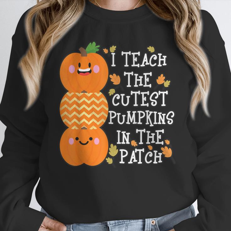 Halloween Teacher Shirt I Teach The Cutest Pumpkins In Patch Men Women Kids Women Crewneck Sweatshirt, funny design