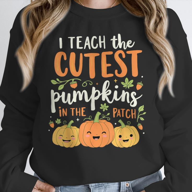 Halloween Teacher I Teach The Cutest Pumpkins In The Patch Women Crewneck Sweatshirt, funny design