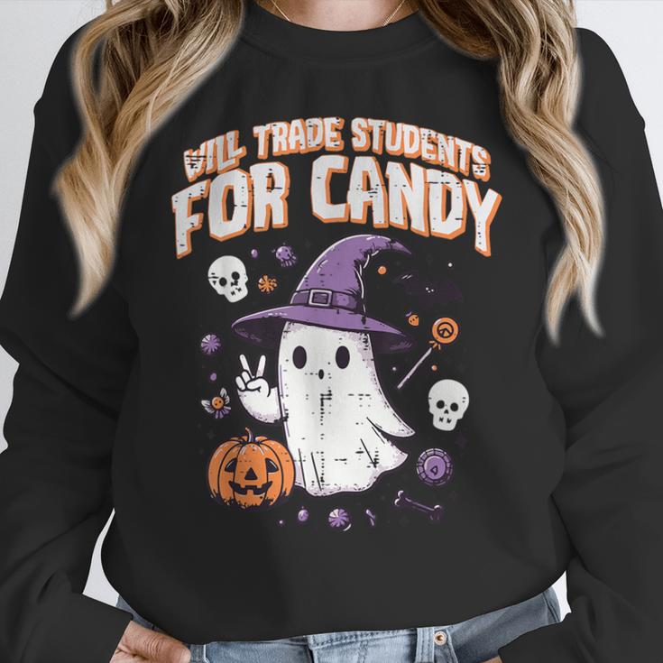 Halloween Teacher Trade Students For Candy Costume Women Women Crewneck Sweatshirt, funny design Halloween Teacher Trade Students For Candy Costume Women Women Crewneck Sweatshirt, funny design